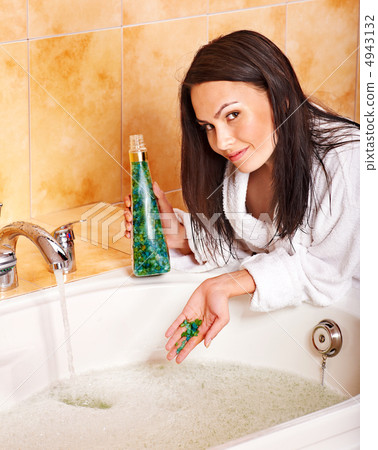 Woman take bubble bath. Woman take bubble bath. 4943132