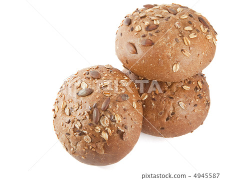 Bread. Seeds buns on the white 4945587