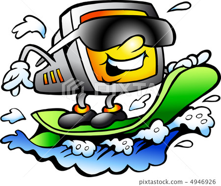 Hand-drawn Vector illustration of an Surfing Retro Screen Hand-drawn Vector illustration of an Surfing Retro Screen 4946926