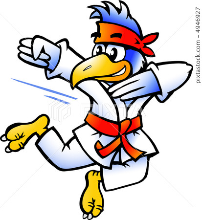 Hand-drawn Vector illustration of an Bird Practices Self-Defense 4946927