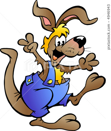 Hand-drawn Vector illustration of an Kangaroo in blue overalls 4946943