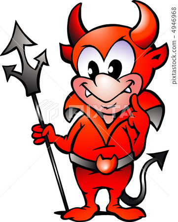 Hand-drawn Vector illustration of an Little Red Devil Boy 4946968