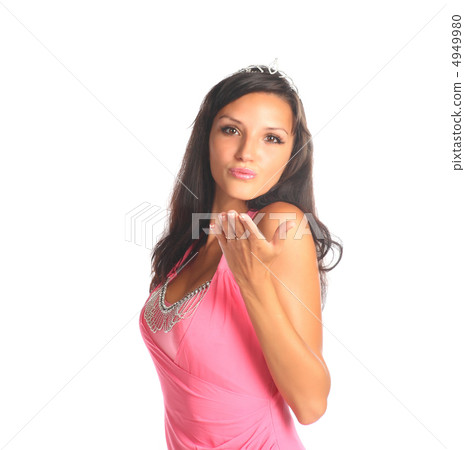 pretty young brunette woman isolated 4949980