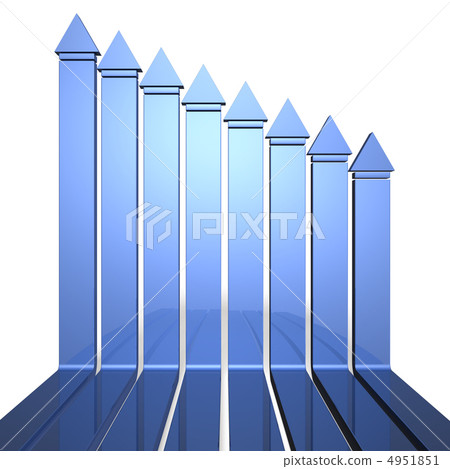 顯示8個垂直上升的箭頭的3DCG例證 4951851