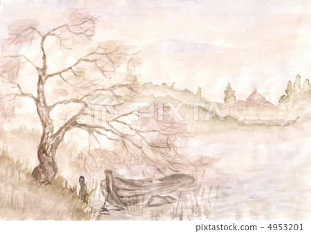 tree and a boat. picture 4953201