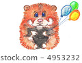 hamster and a balloon. watercolor 4953232