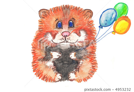 hamster and a balloon. watercolor 4953232