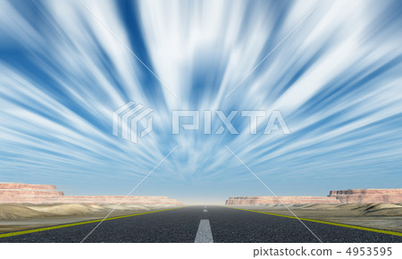 Asphalt road with motion clouds Asphalt road with motion clouds 4953595