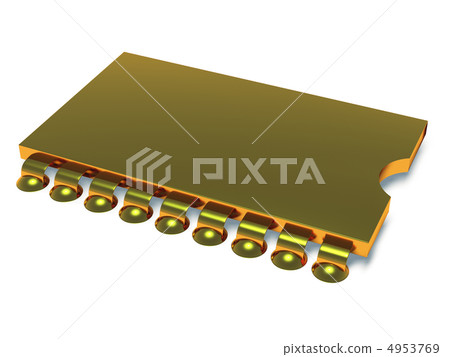 Computer microchip gold 4953769