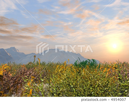 Fantastic sunset in mountains 4954007