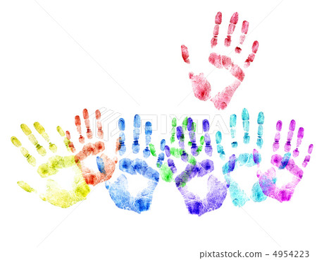 Color print of human hands.Concept of voting 4954223
