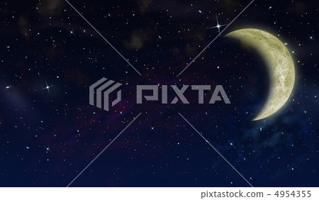 The half moon in the star sky. The detailed image The half moon in the star sky. The detailed image 4954355