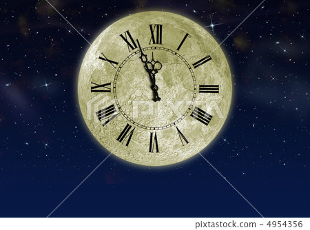 The moon with arrow clock in the star sky The moon with arrow clock in the star sky 4954356
