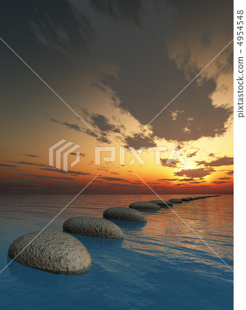 rock in night sea 4954548