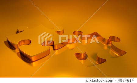 gold puzzle  and missing piece 4954614