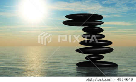 Zen stone on water 4954649