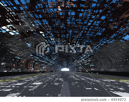 Tunnel and asphalt destroyed Tunnel and asphalt destroyed 4954972