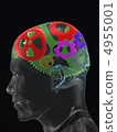 Transparent man's skull with colour curve gears 4955001