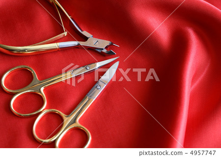 Manicure And Pedicure Set On Red 4957747