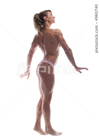 strong woman body builder posing topless isolated strong woman body builder posing topless isolated 4960740