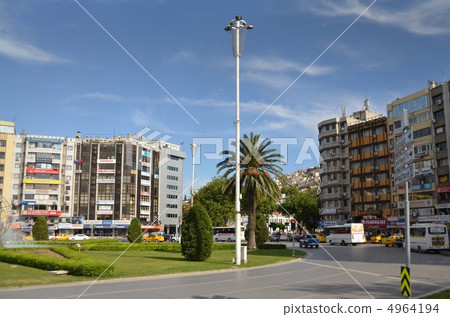 In the center of Izmir, houses are dense in the hill behind In the center of Izmir, houses are dense in the hill behind 4964194