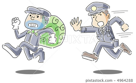 Police officers chasing a thief thief 4964288