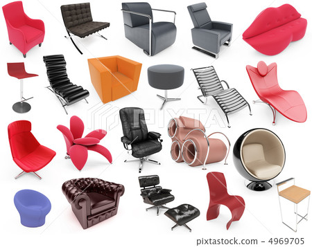 Collage of isolated armchairs - Stock Illustration [4969705] - PIXTA