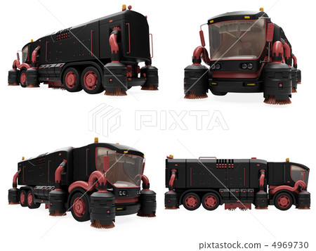 Collage of isolated concept wash truck 4969730