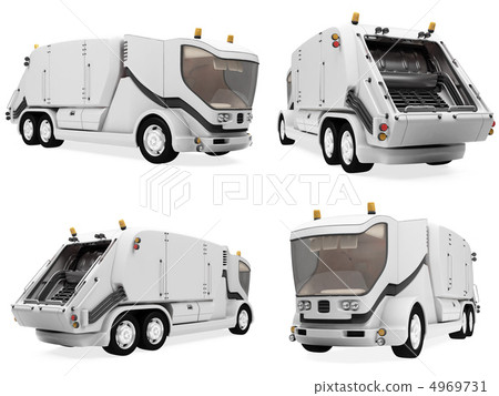 Collage of isolated concept trash truck Collage of isolated concept trash truck 4969731