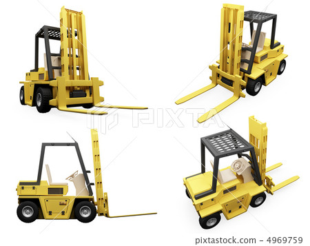 Collage of isolated fork truck Collage of isolated fork truck 4969759