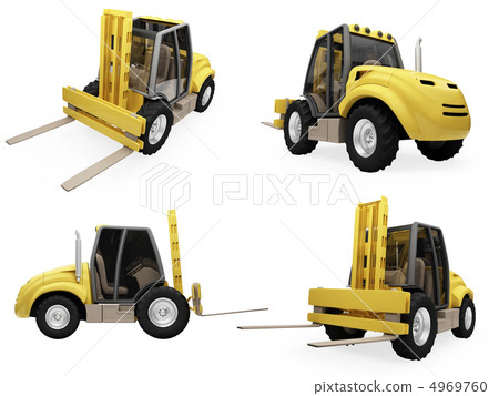 Collage of isolated fork truck 4969760