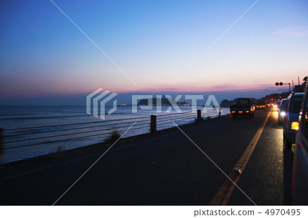 Shonan Coast at dusk, National Highway 134 4970495