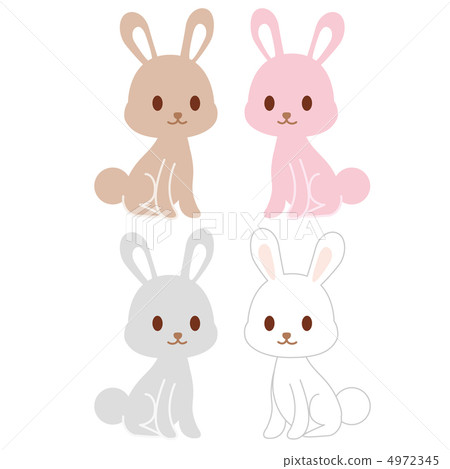 Rabbit 4 pink · brown · gray · white 4972345