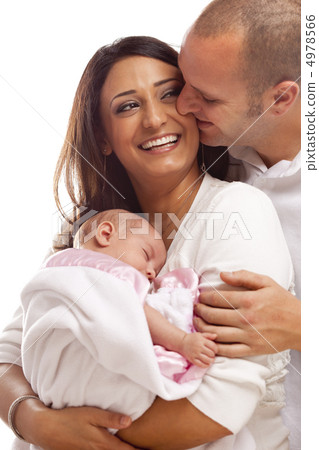 Mixed Race Young Family with Newborn Baby Mixed Race Young Family with Newborn Baby 4978566