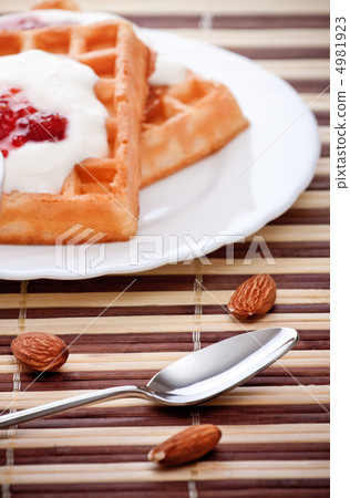 dessert with soft waffle dessert with soft waffle 4981923
