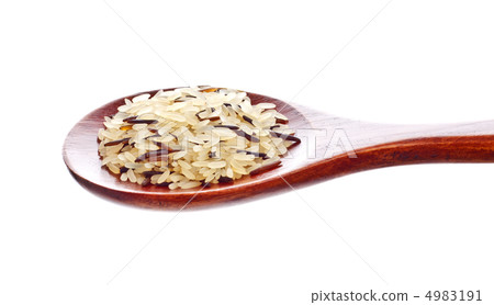 rice blend in wooden spoon rice blend in wooden spoon 4983191