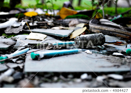 narcotic syringes in the junkyard narcotic syringes in the junkyard 4984427