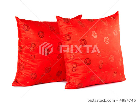 two red decorative pillows with pattern 4984746