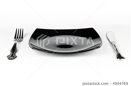 empty black dish knife and fork 4984769