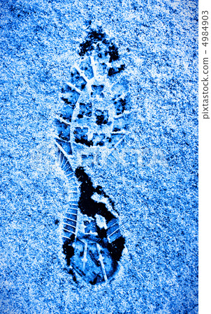 human footprint on a snow 4984903