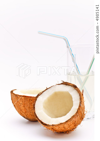coconut and glass with coco milk coconut and glass with coco milk 4985141