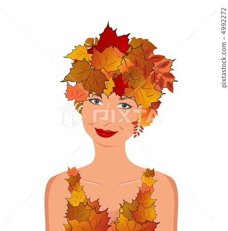 elegant autumn girl with leaves 4992272