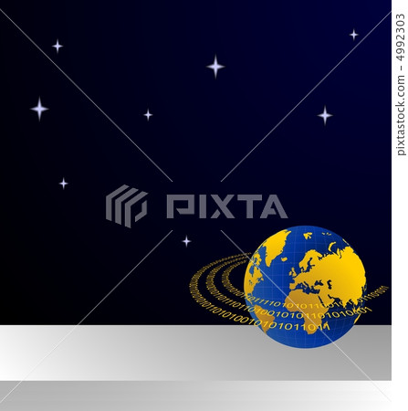 Illustration of invitation card with data stream around terra pl Illustration of invitation card with data stream around terra pl 4992303