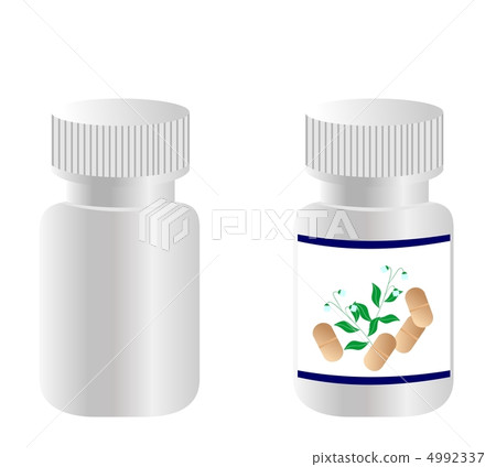 Two realistic bottles with tablets are isolated on white backgro Two realistic bottles with tablets are isolated on white backgro 4992337