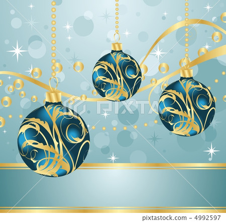 abstract blue background with Christmas balls 4992597