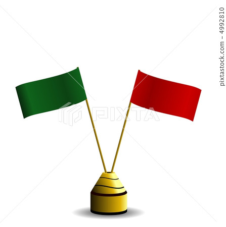 Realistic illustration the two flags red and green colors Realistic illustration the two flags red and green colors 4992810