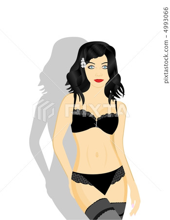 Beautiful Skinny Woman Wearing Black Lingerie Stock Photo, Picture