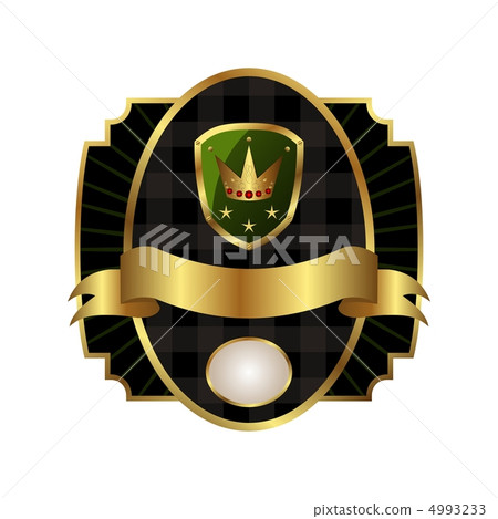 royal label with golden frame, shield, crown 4993233