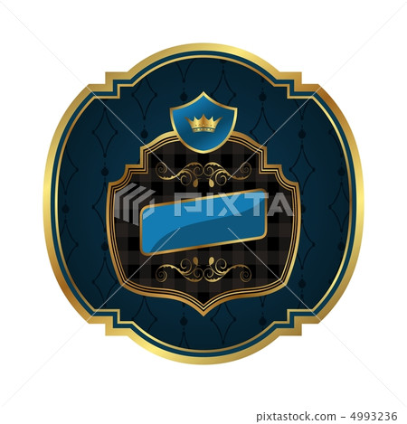 golden frame label with crown isolated golden frame label with crown isolated 4993236