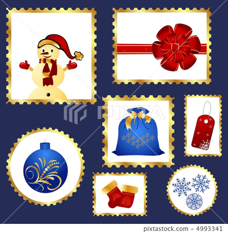 Set of colorful Christmas Postage stamps Set of colorful Christmas Postage stamps 4993341